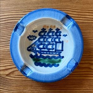 M.A. Hadley Clipper Ship Hand-Painted Pottery Ashtray